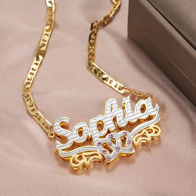 Collar con letras bicolor de estilo hip hop