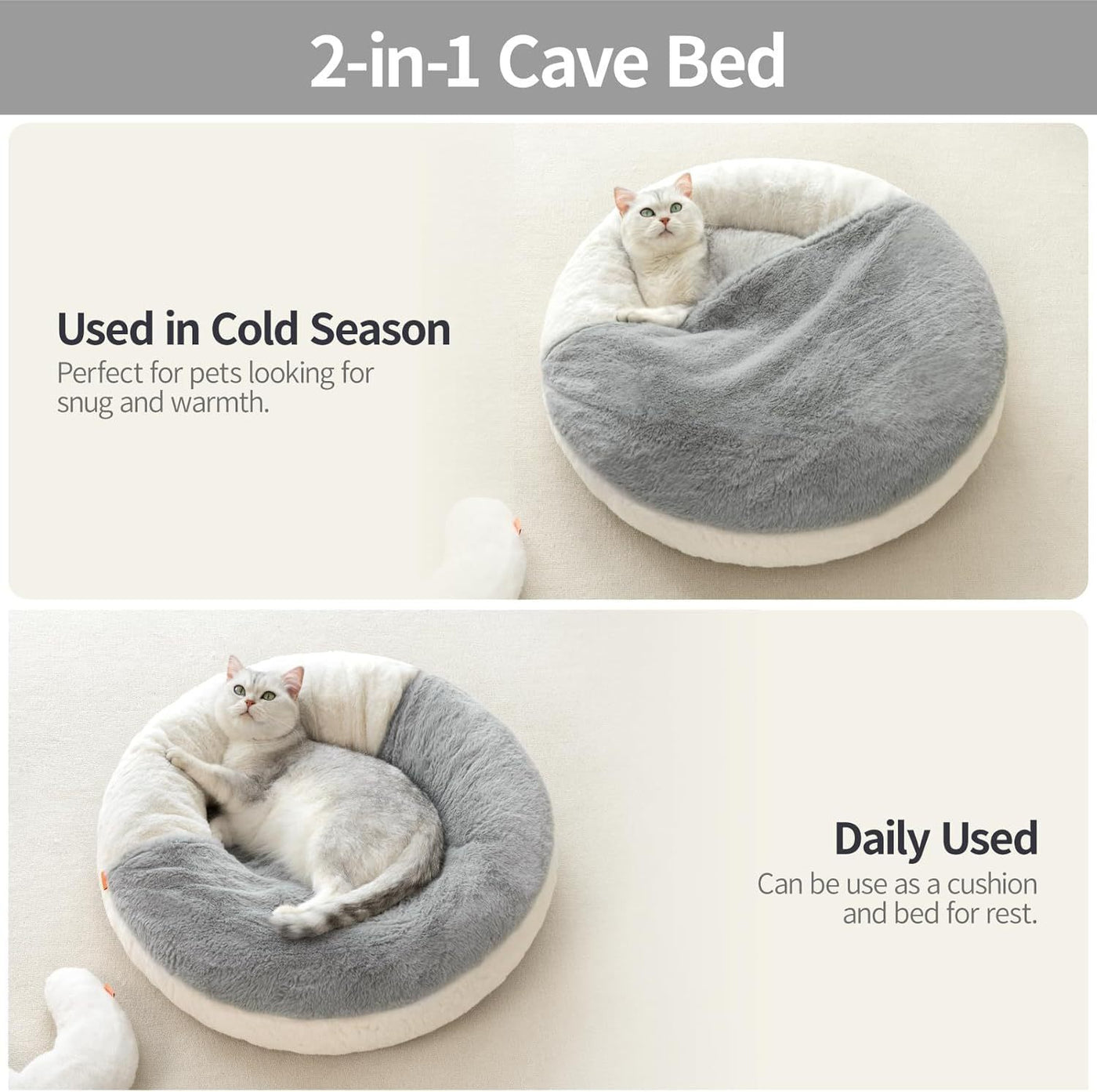 Cama Lavable para Mascotas con Manta y Base Antideslizante para Gatos y Perros Pequeños