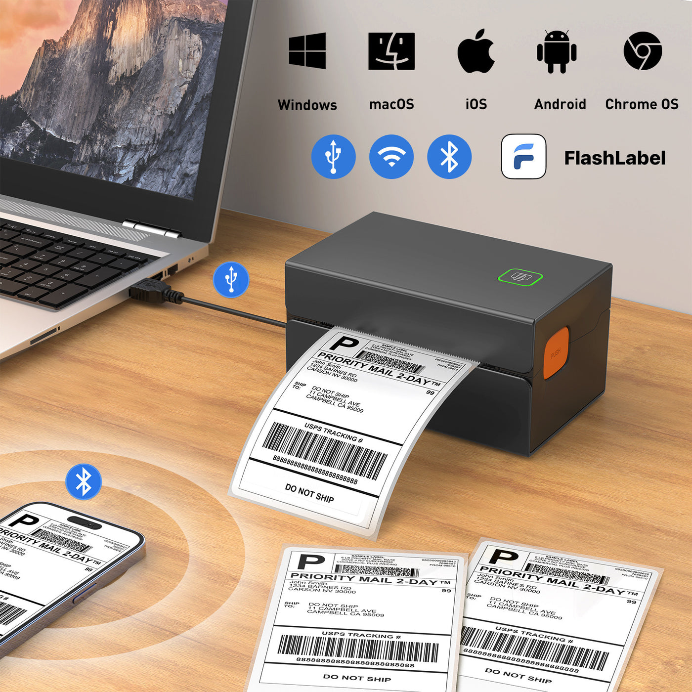 Impresora de una sola máquina Express (Hoja frontal electrónica de etiquetas térmicas)