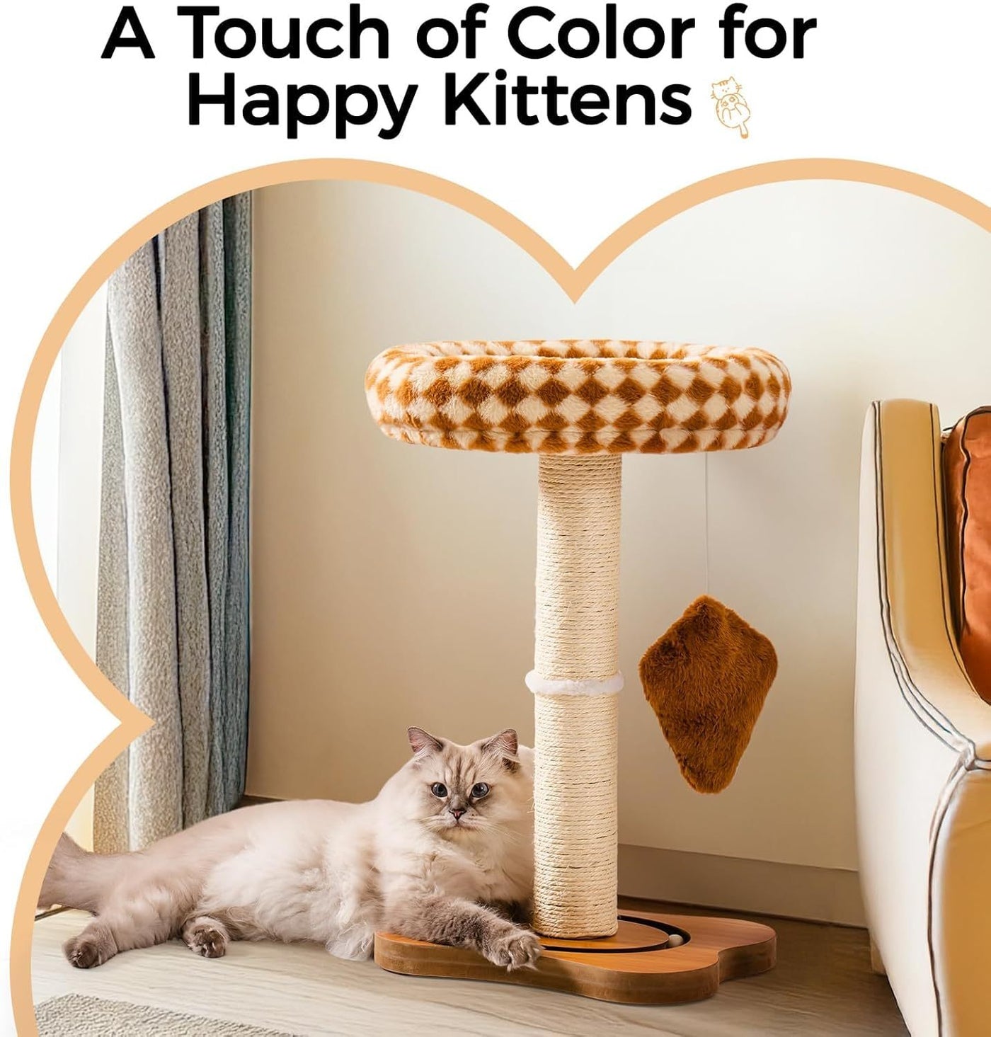 Percha Extraíble y Juguetes con Pista de Pelotas para Gatos de Interior – Color Marrón