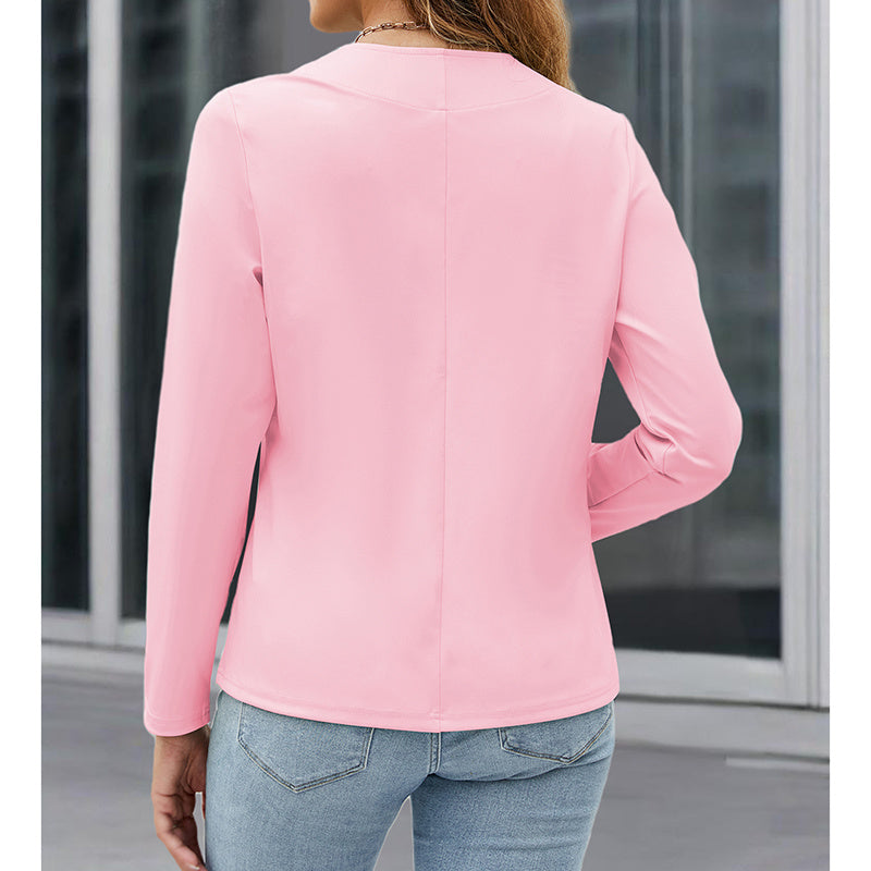 Blazer informal para mujer de talla grande, abierto al frente, de manga larga, ideal para oficina o trabajo.