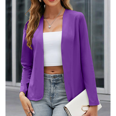 Blazer informal para mujer de talla grande, abierto al frente, de manga larga, ideal para oficina o trabajo.
