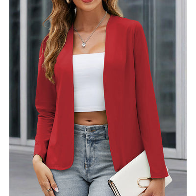 Blazer informal para mujer de talla grande, abierto al frente, de manga larga, ideal para oficina o trabajo.