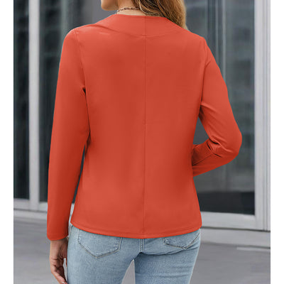 Blazer informal para mujer de talla grande, abierto al frente, de manga larga, ideal para oficina o trabajo.