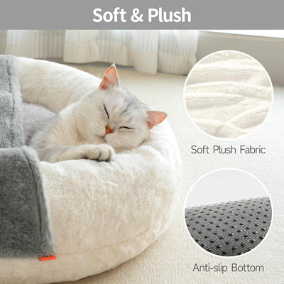 Cama Lavable para Mascotas con Manta y Base Antideslizante para Gatos y Perros Pequeños