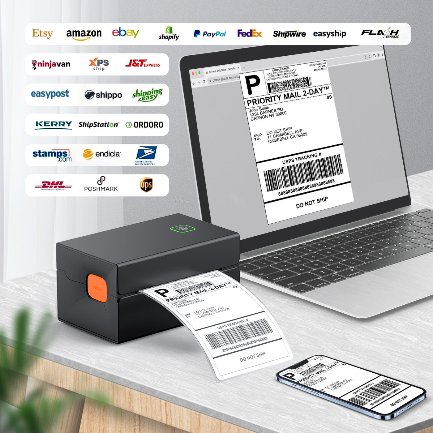 Impresora de una sola máquina Express (Hoja frontal electrónica de etiquetas térmicas)